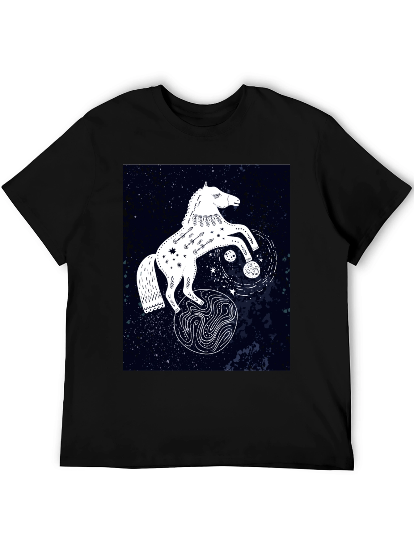 Celestial Horse Graphic Tee - Black