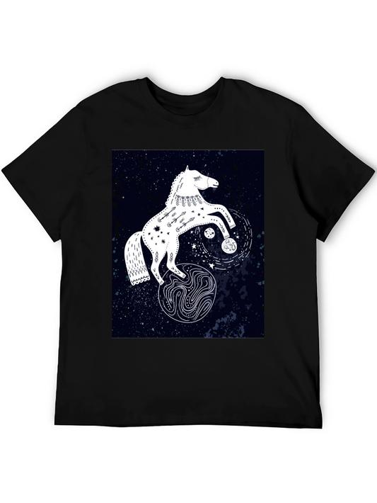 Celestial Horse Graphic Tee - Black