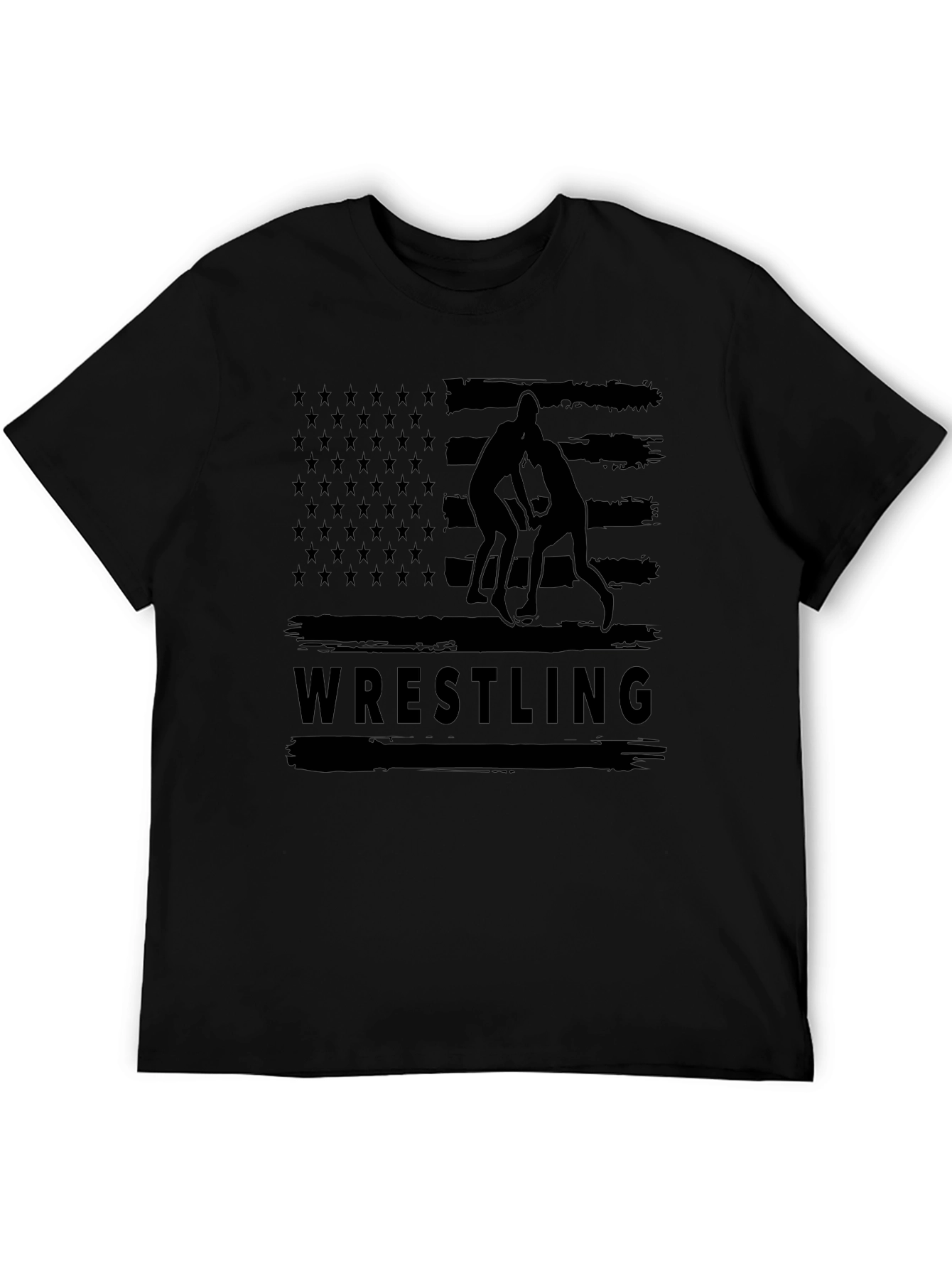 Wrestling USA Flag Black T-Shirt
