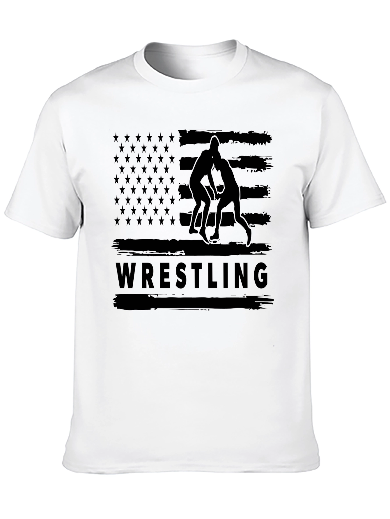 Wrestling USA Flag Black T-Shirt