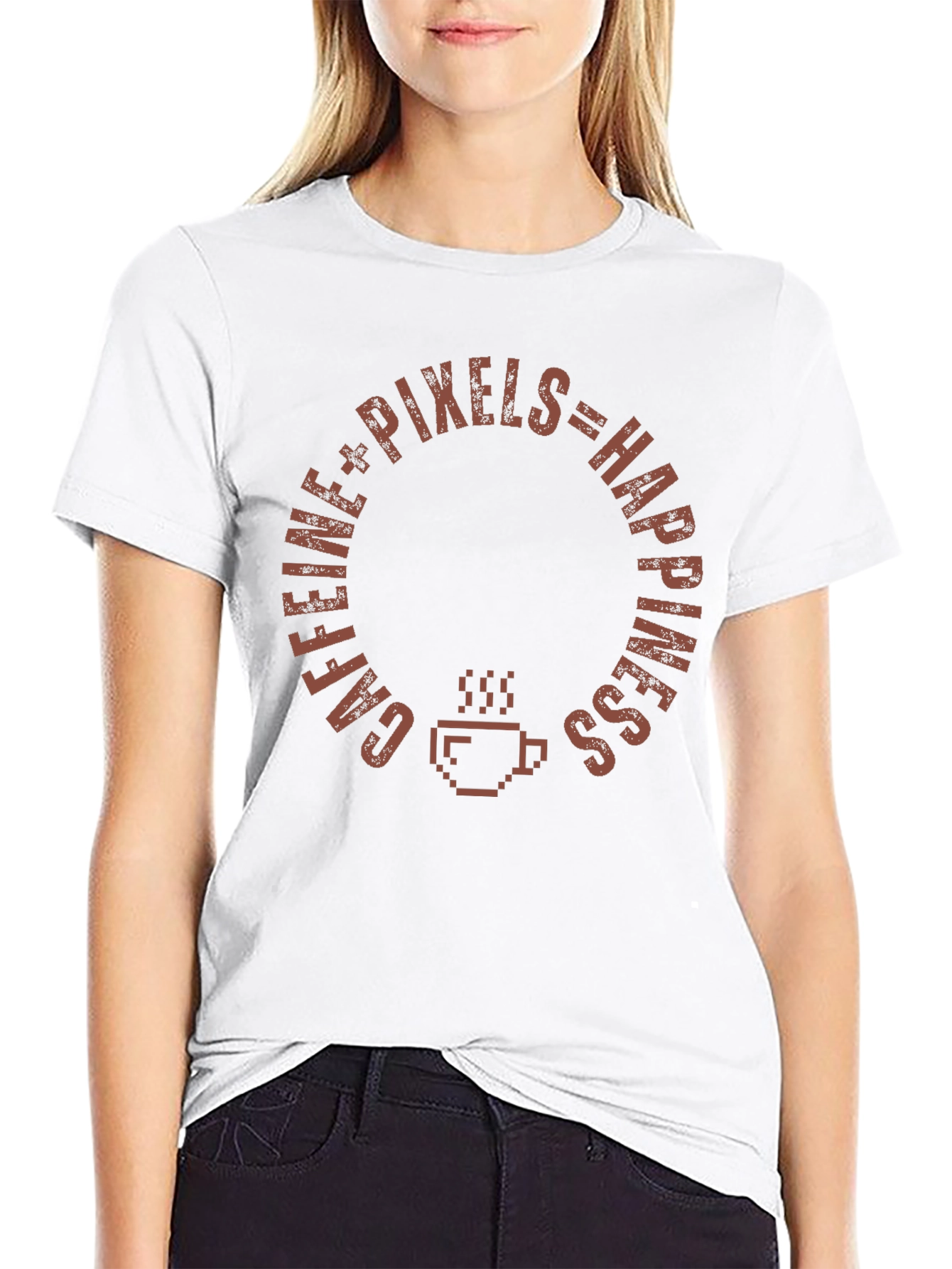 Caffeine Pixels Happiness Graphic T-Shirt