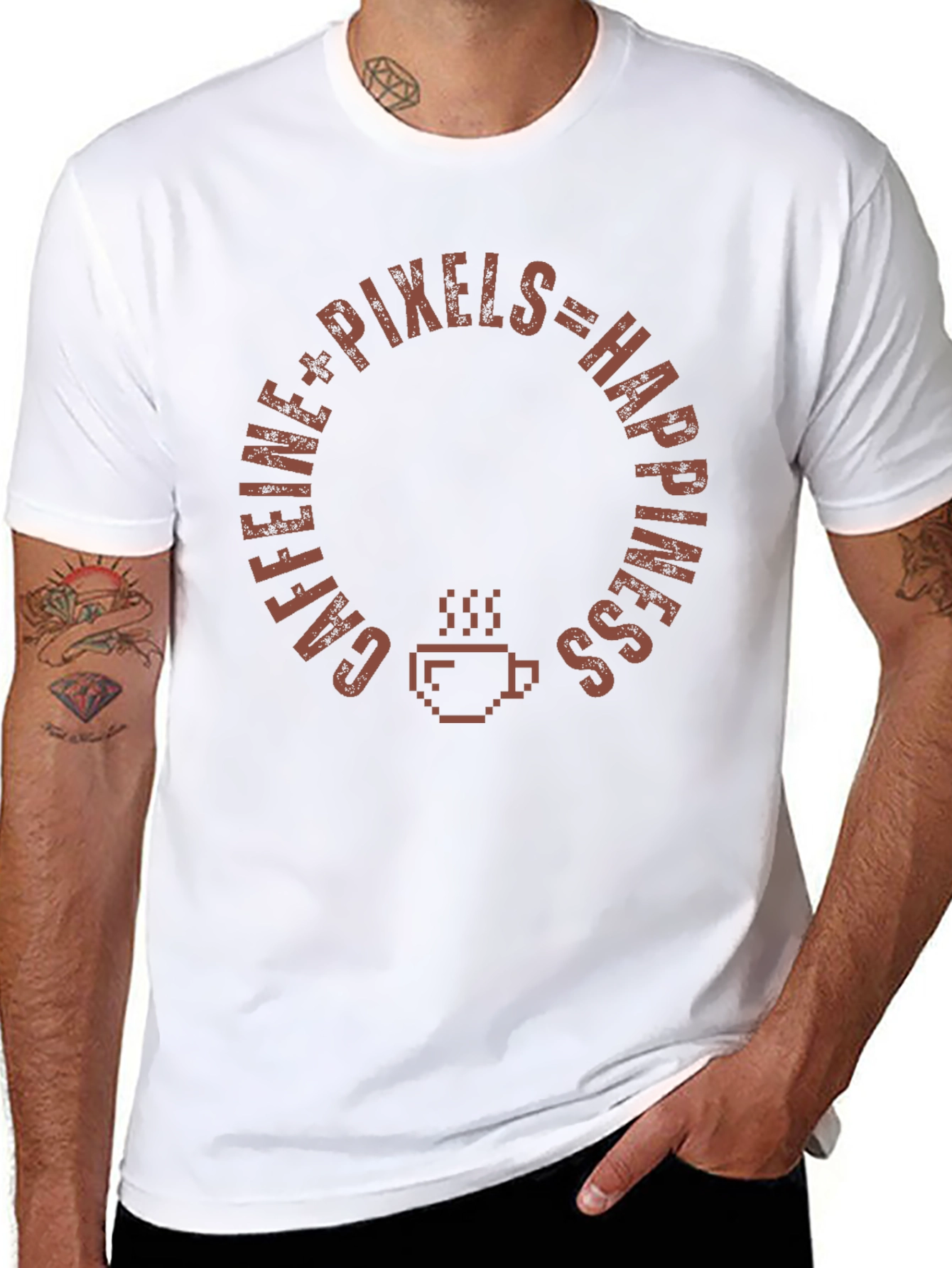 Caffeine Pixels Happiness Graphic T-Shirt