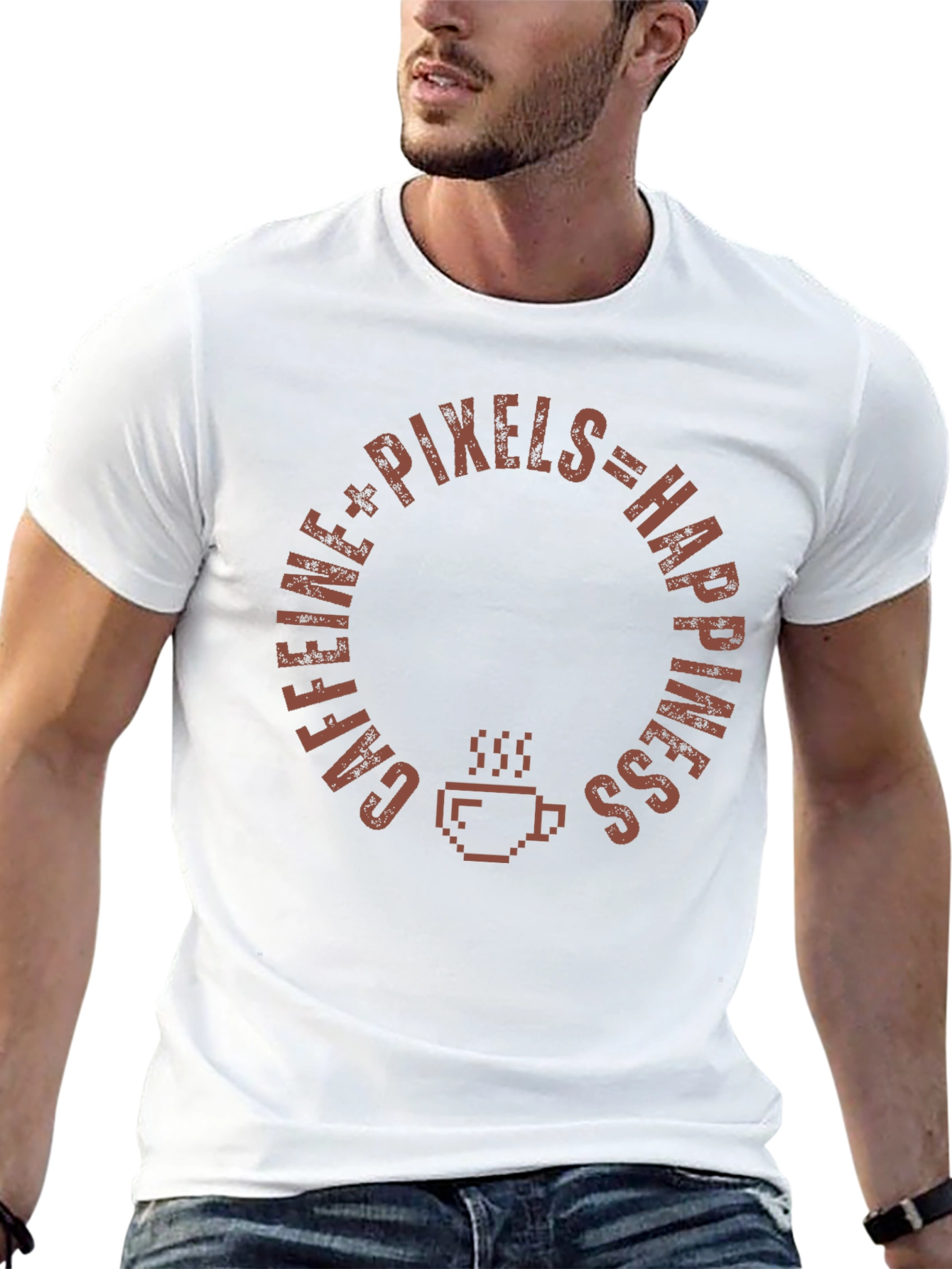 Caffeine Pixels Happiness Graphic T-Shirt