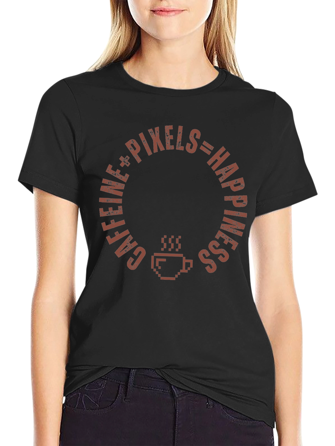 Caffeine Pixels Happiness Graphic T-Shirt