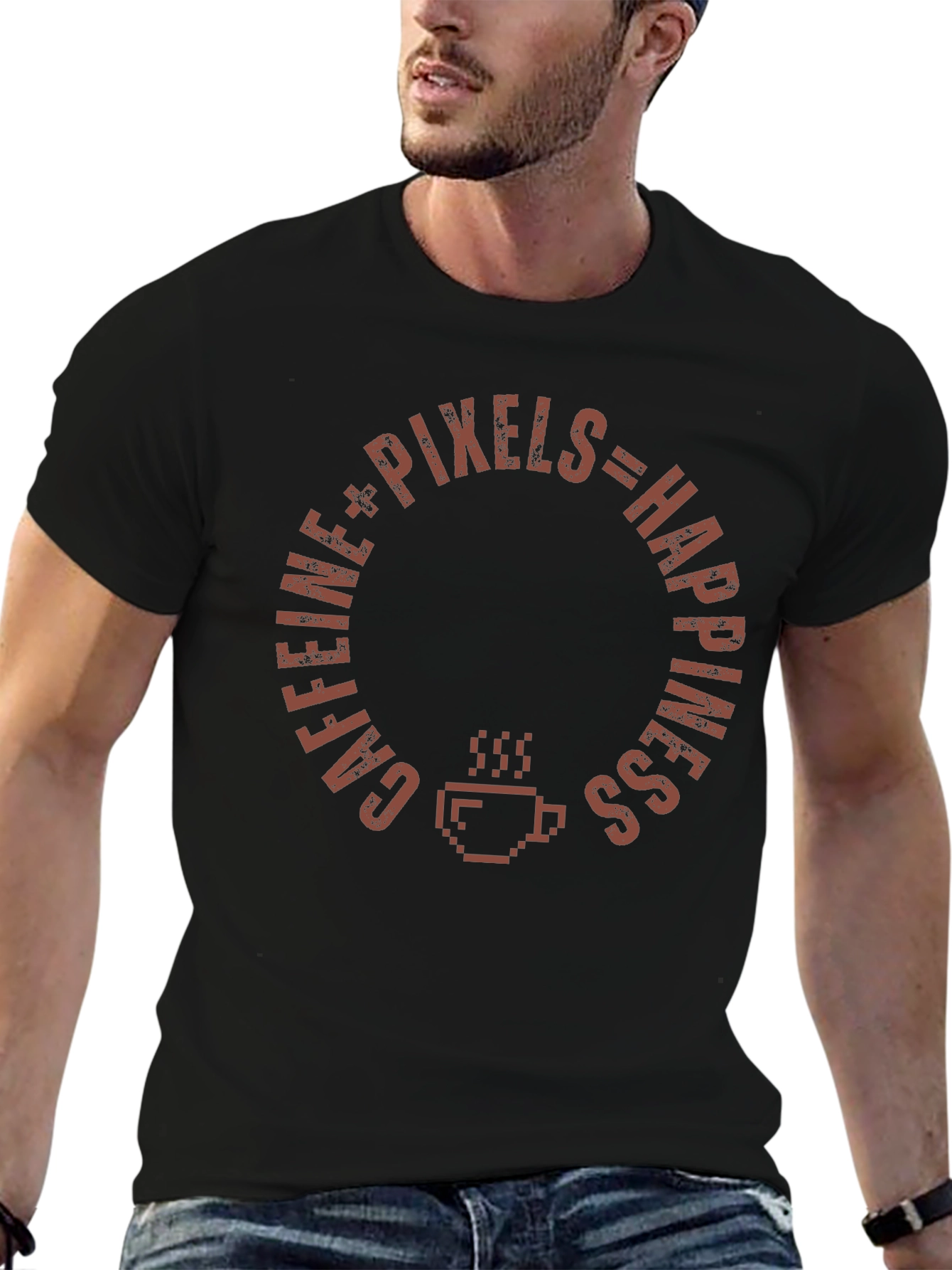 Caffeine Pixels Happiness Graphic T-Shirt