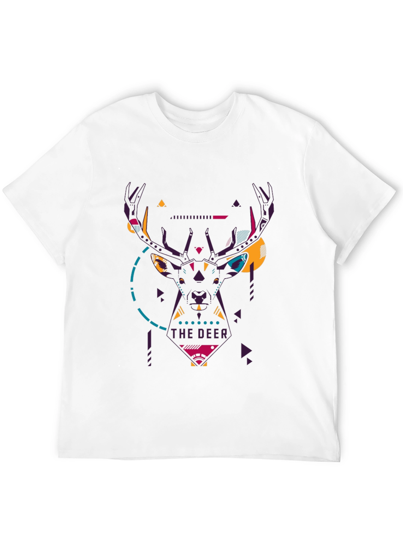 Geometric Deer Graphic Black T-Shirt