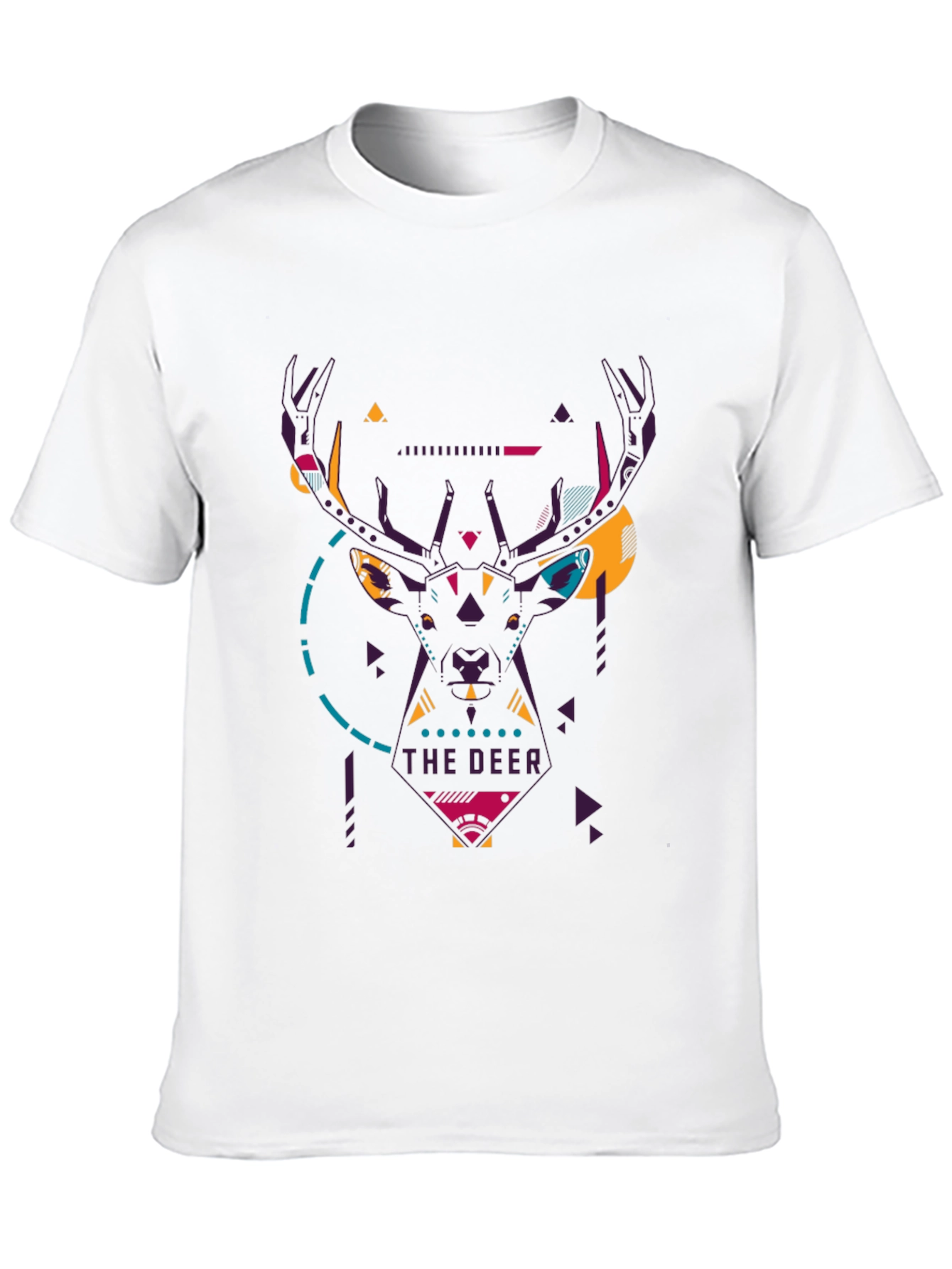 Geometric Deer Graphic Black T-Shirt