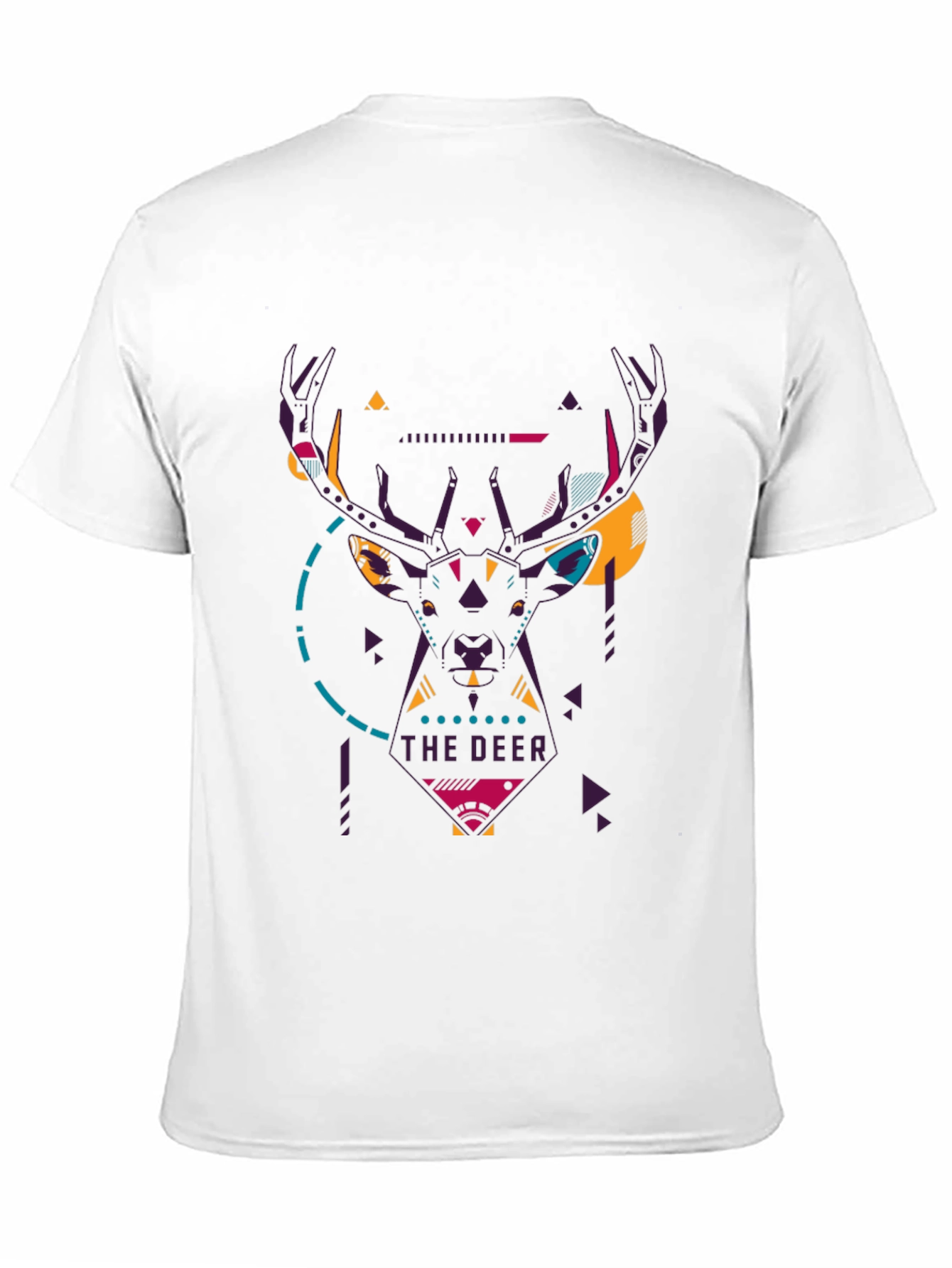 Geometric Deer Graphic Black T-Shirt