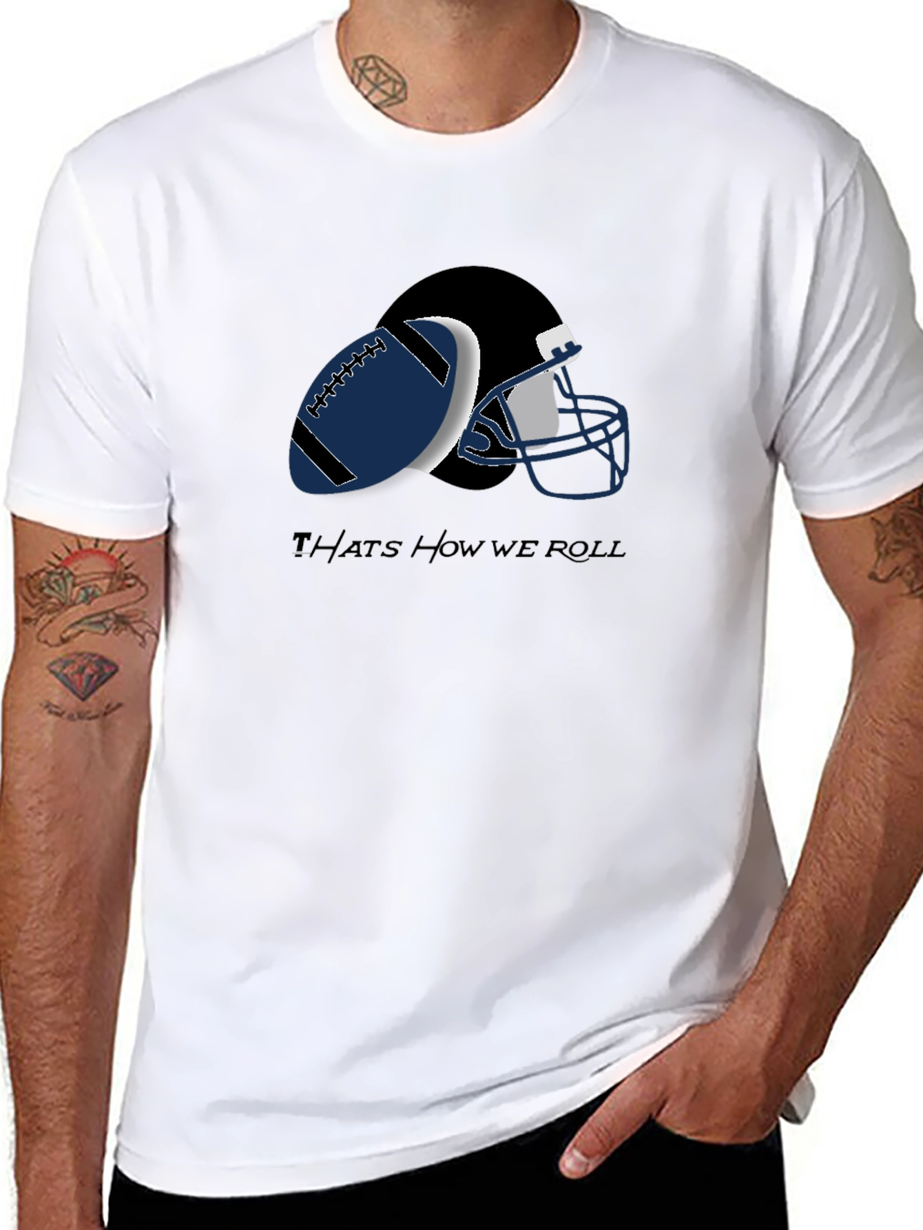 Football Helmet and Ball Graphic T-Shirt