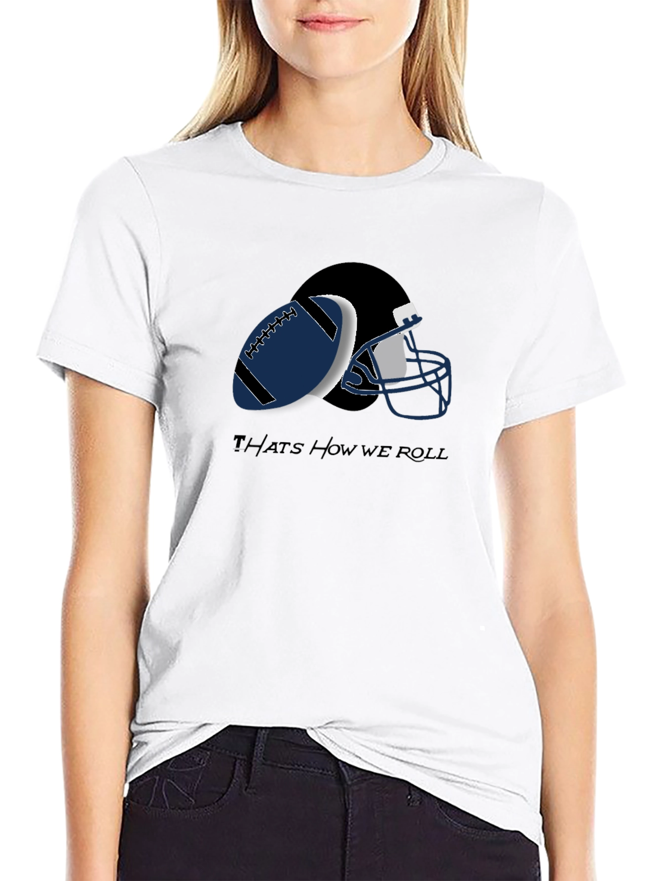 Football Helmet and Ball Graphic T-Shirt