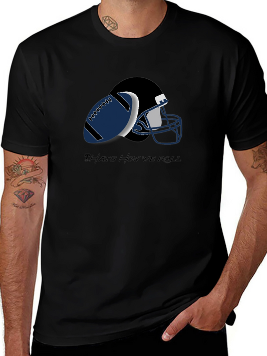 Football Helmet and Ball Graphic T-Shirt