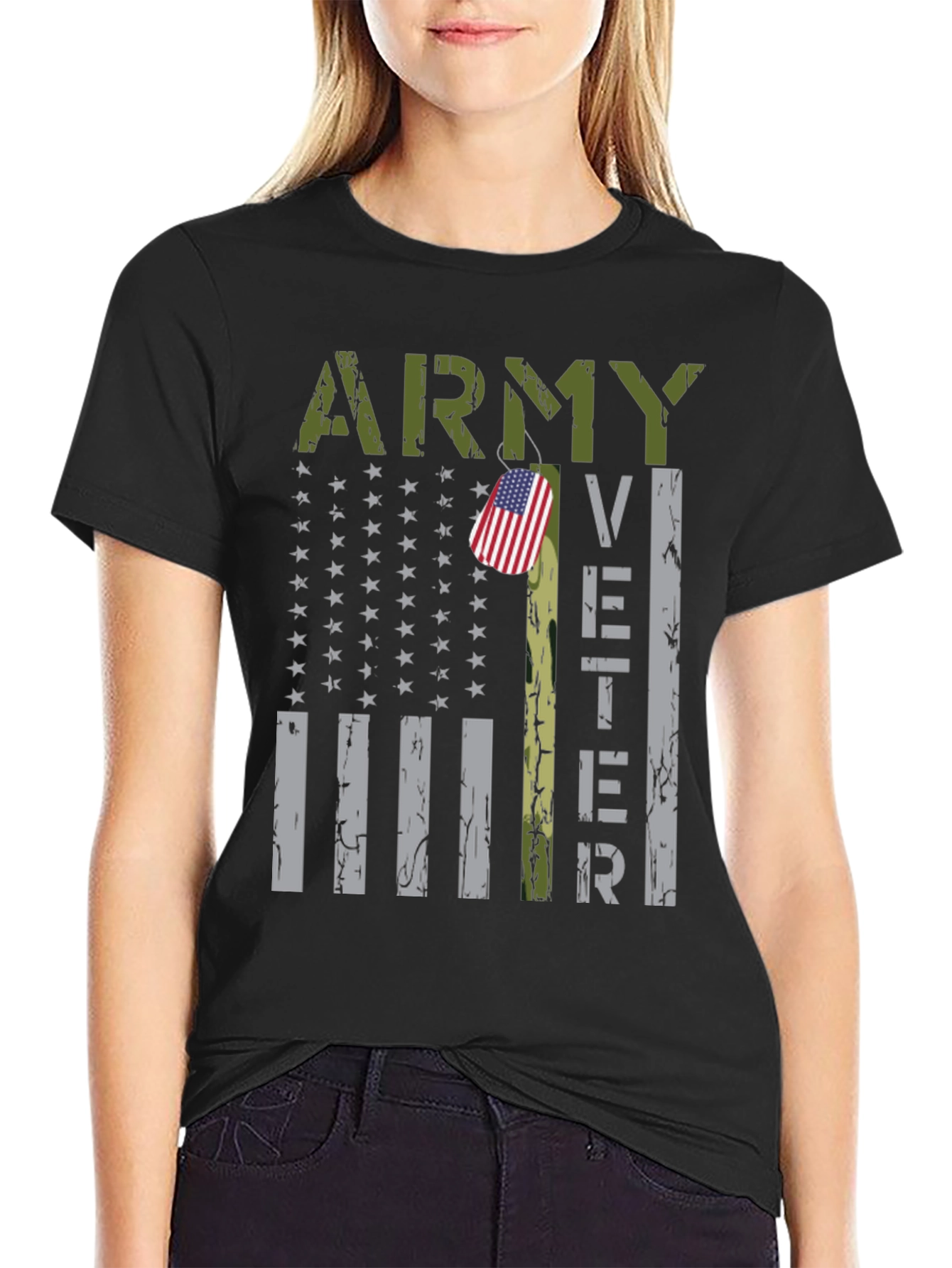 Army Veteran Flag Graphic T-Shirt