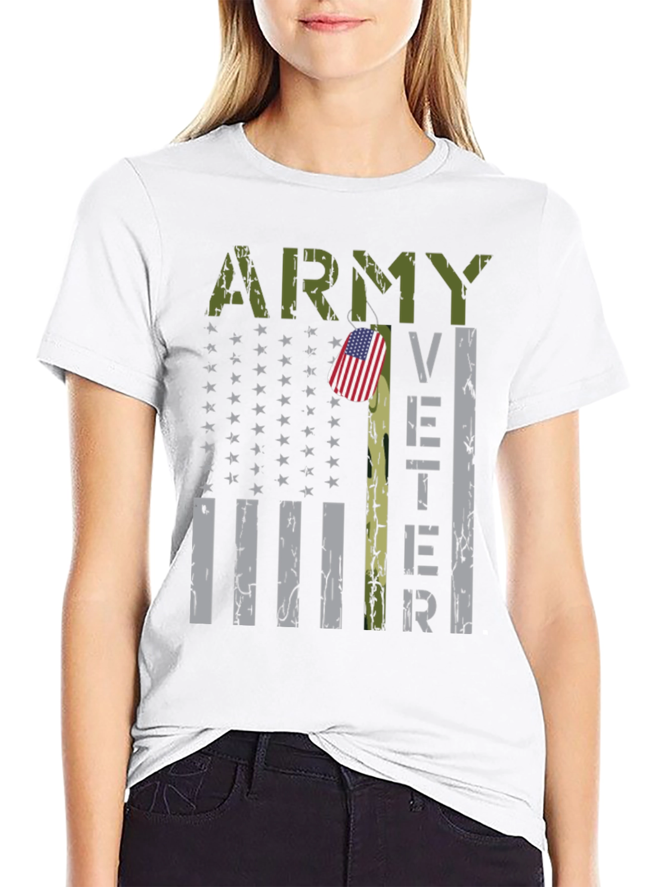 Army Veteran Flag Graphic T-Shirt