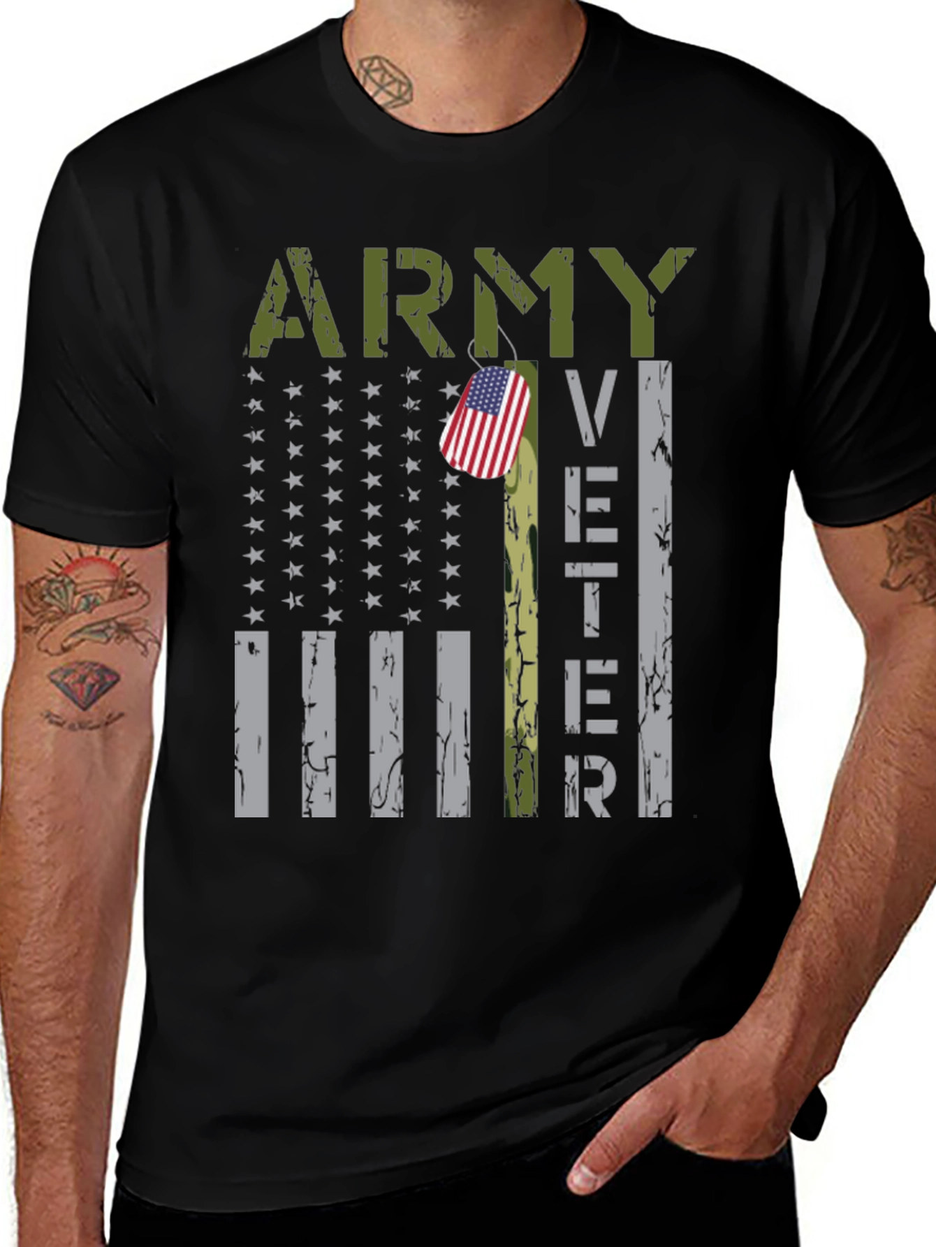 Army Veteran Flag Graphic T-Shirt