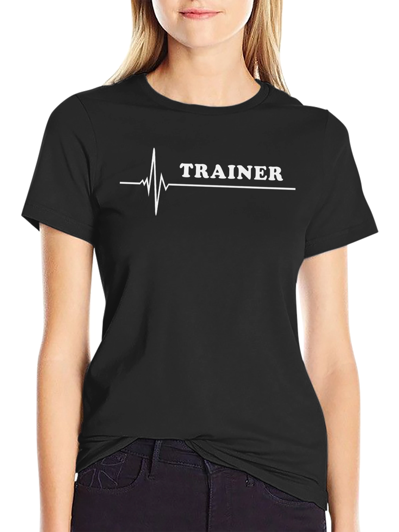 Trainer Heartbeat Graphic Tee - Black Cotton T-Shirt