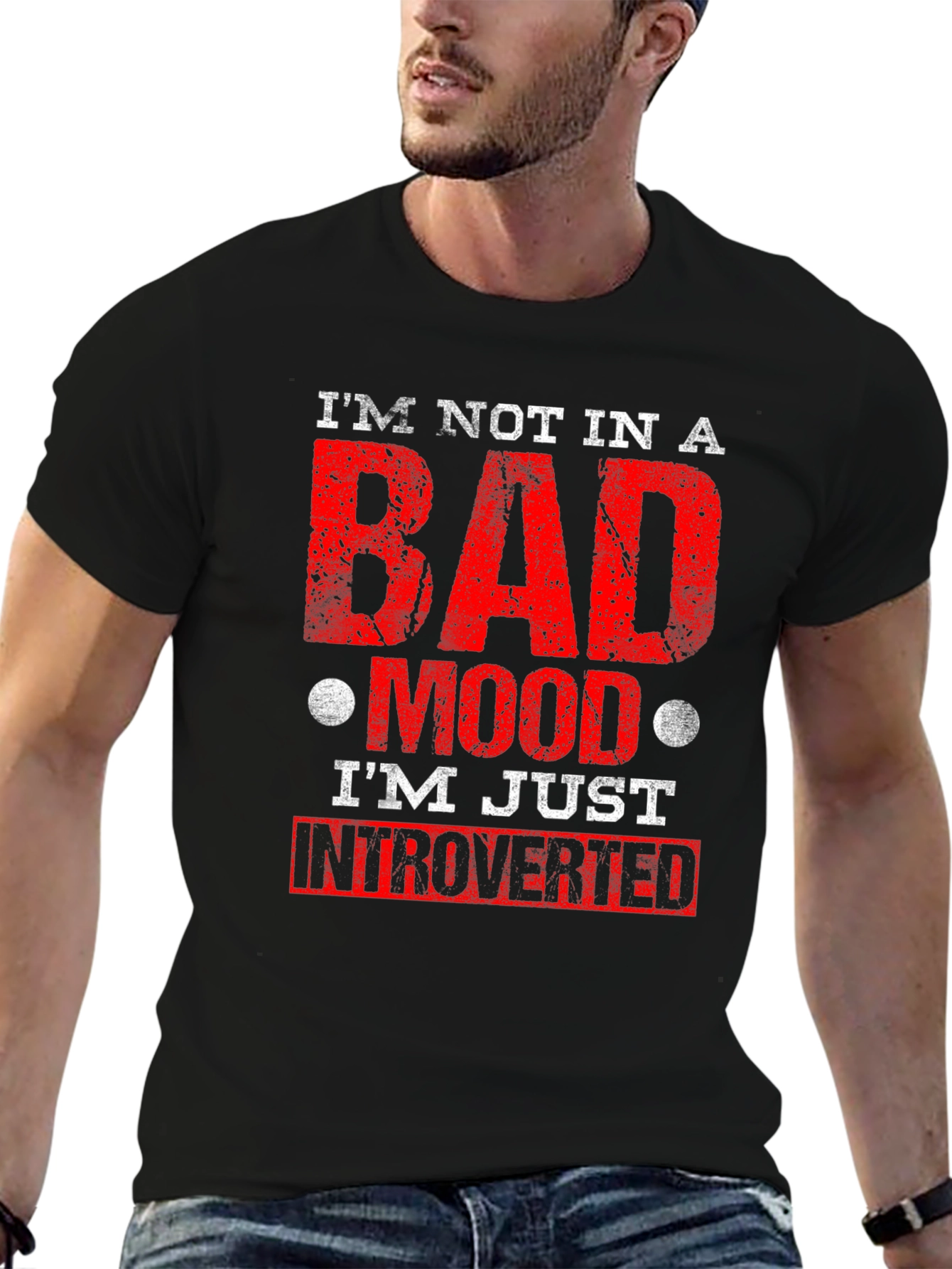 Introverted Mood T-Shirt - Black Graphic Tee