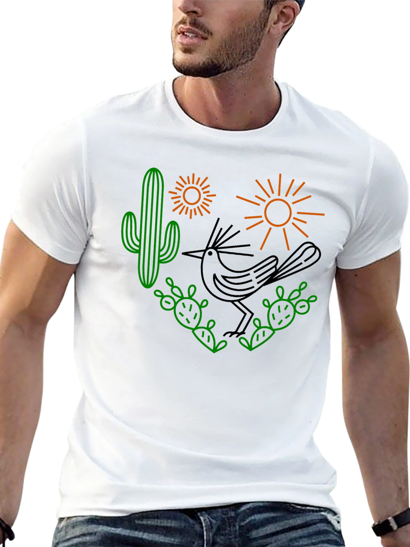 Desert Graphic Tee - Roadrunner Cactus Sun Shirt