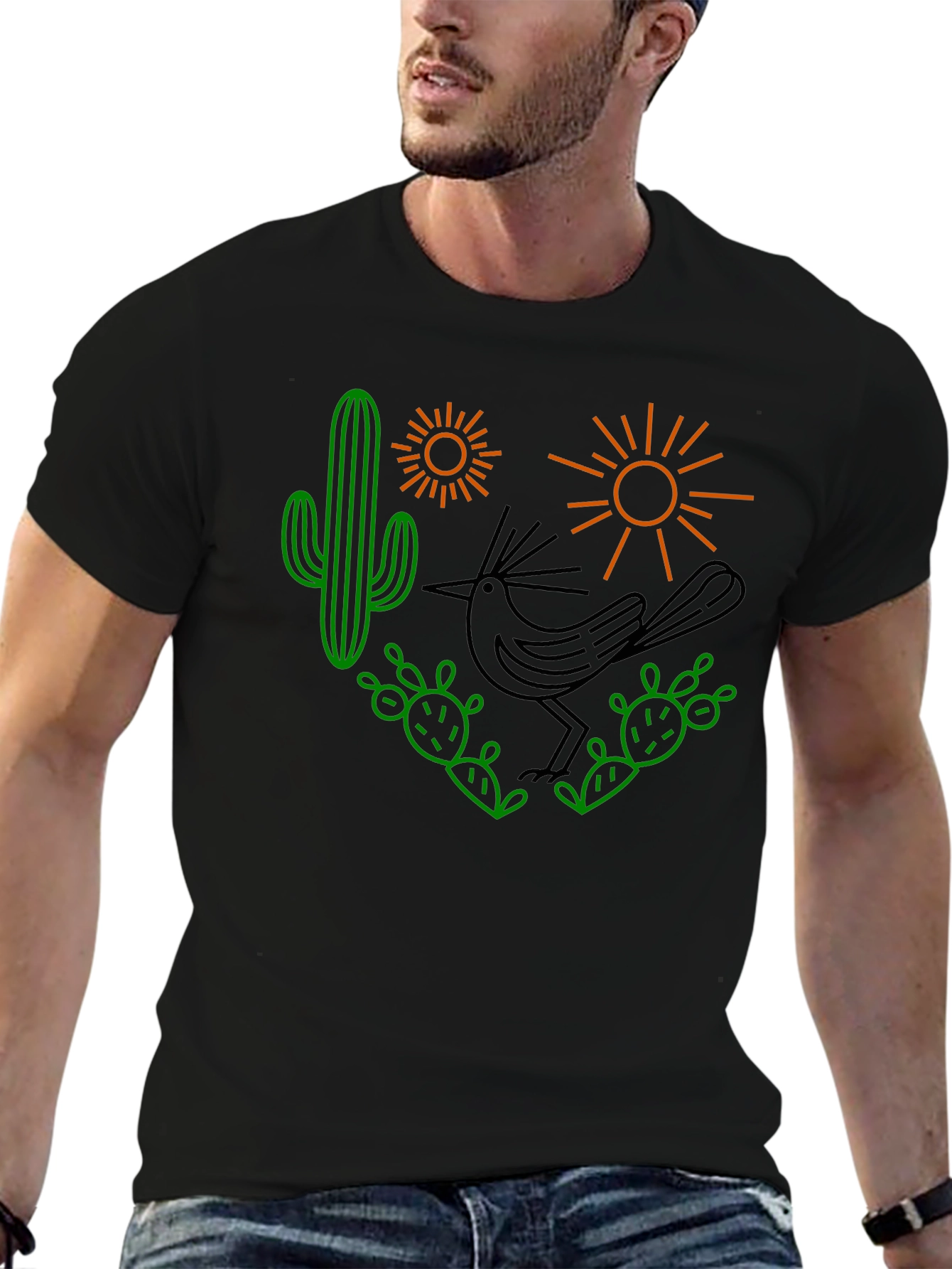 Desert Graphic Tee - Roadrunner Cactus Sun Shirt