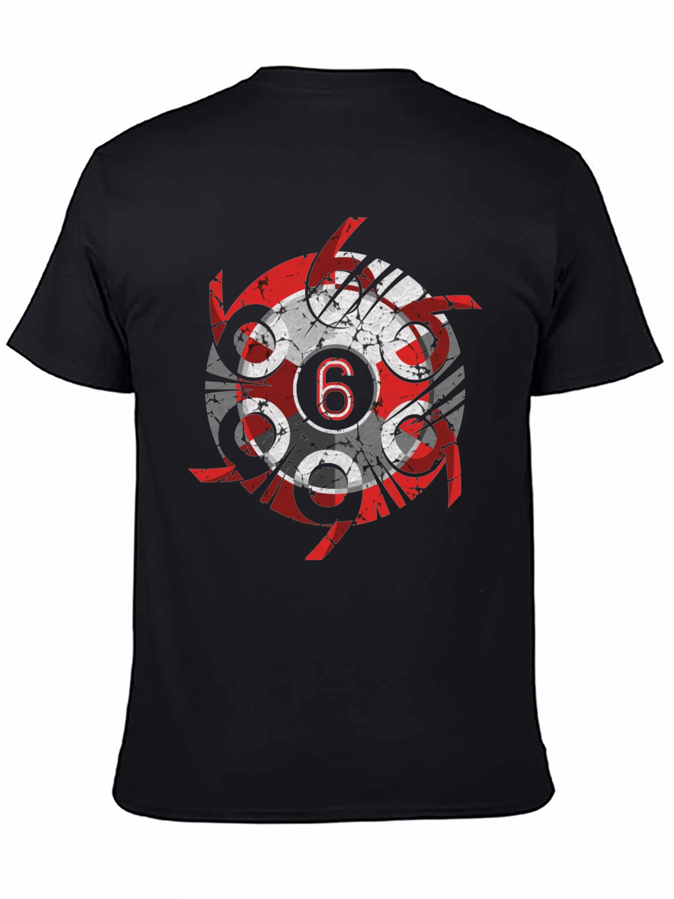Grunge Circular 6 Design Black T-Shirt