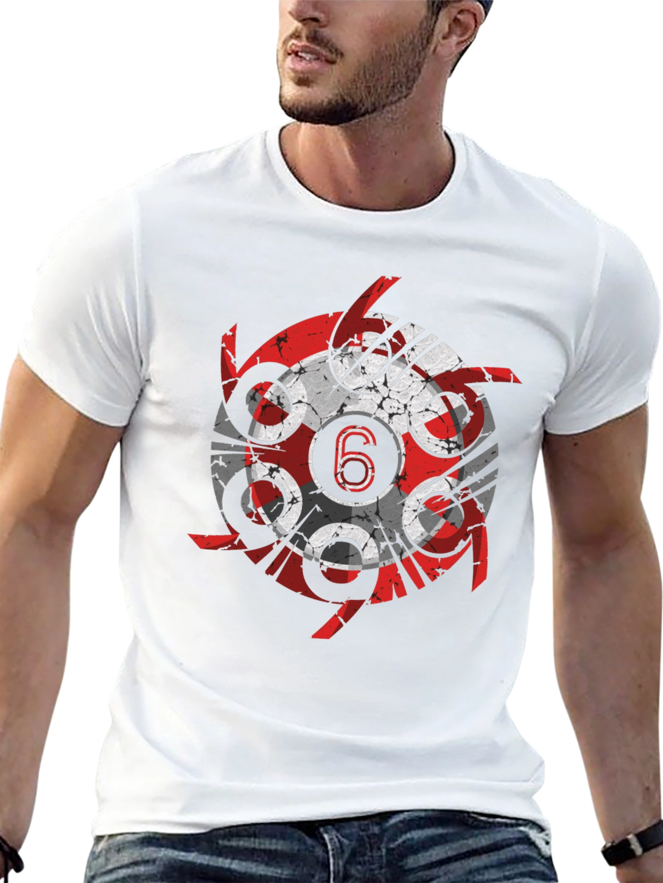 Grunge Circular 6 Design Black T-Shirt