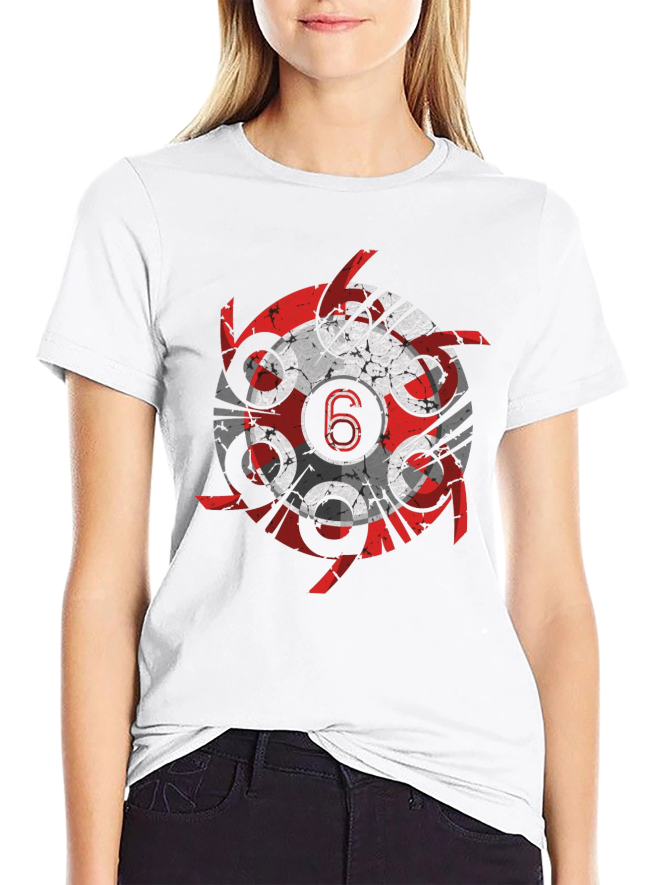 Grunge Circular 6 Design Black T-Shirt