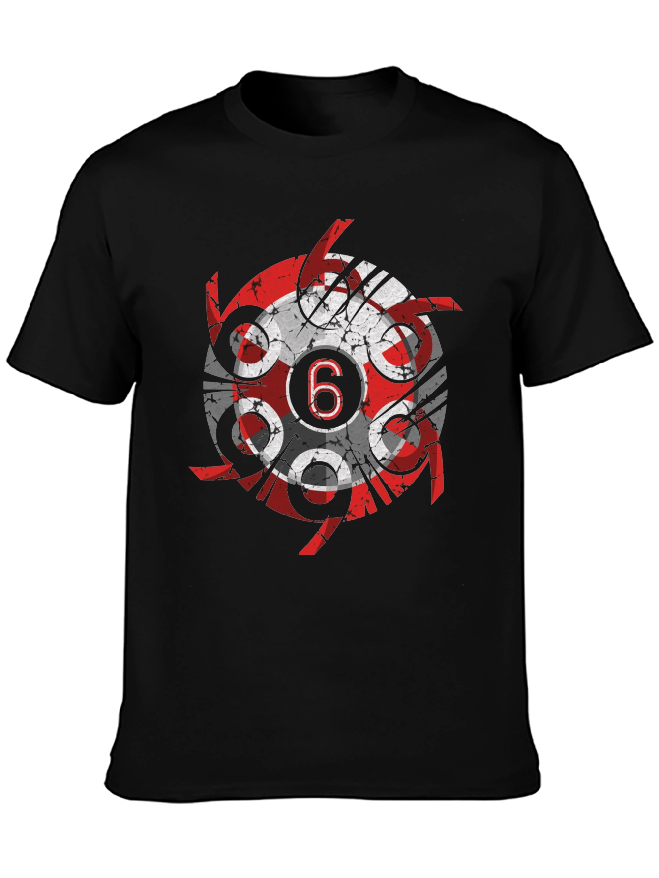 Grunge Circular 6 Design Black T-Shirt