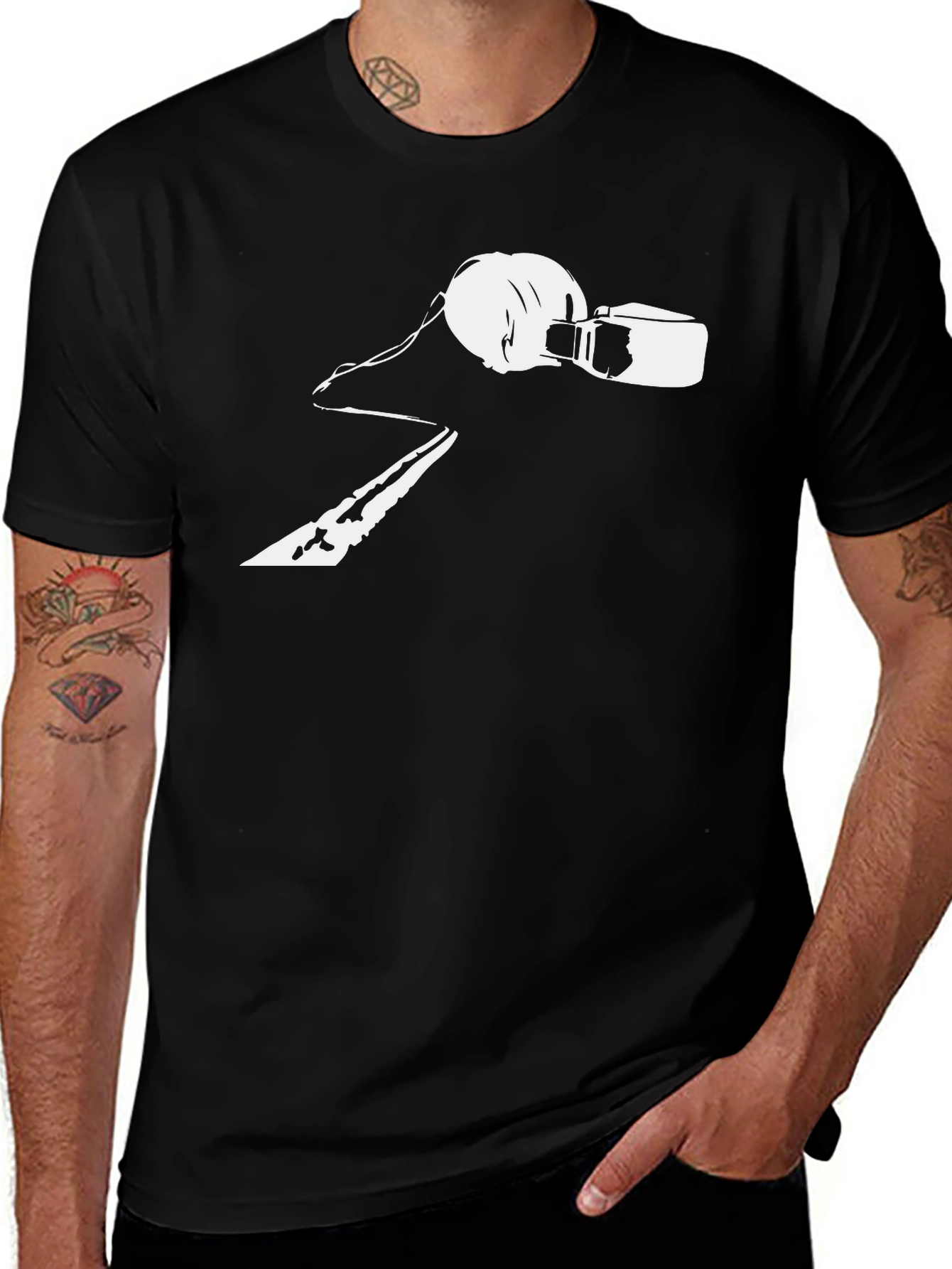 Retro Music T-Shirt - DJ Headphones & Cassette Design