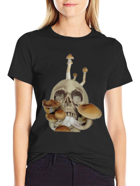 Skull & Mushroom Graphic Tee - Dark Humor Fashion