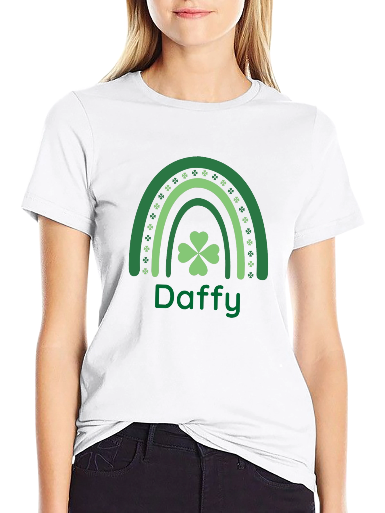 Daffy St. Patricks Day T-Shirt Shamrock Rainbow Design
