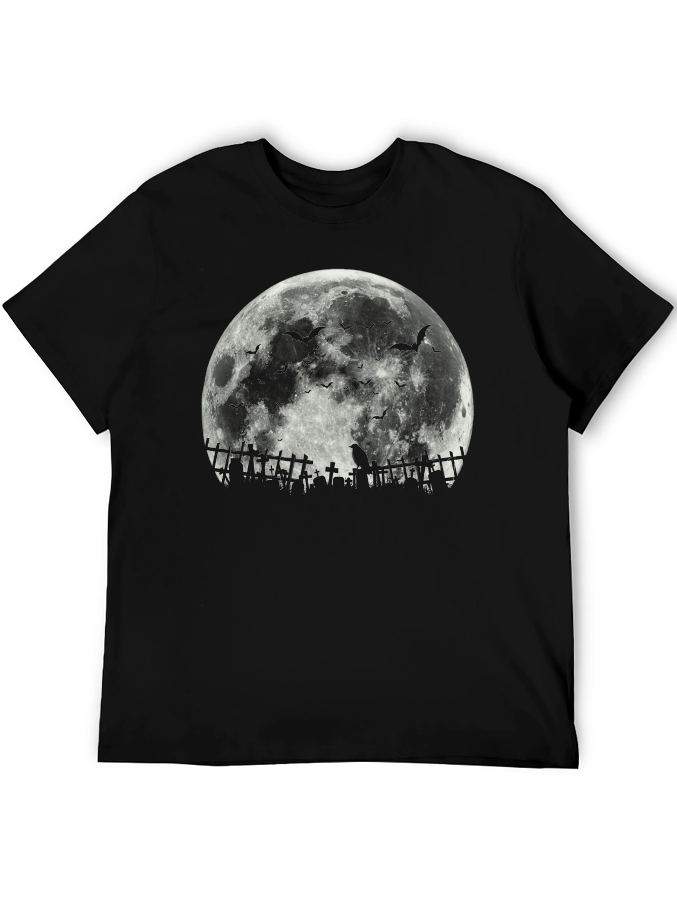 Halloween Moon Bats Cemetery T-Shirt