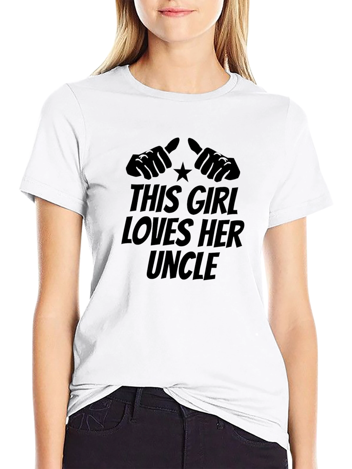 This Girl Loves Her Uncle Black Graphic T-Shirt
