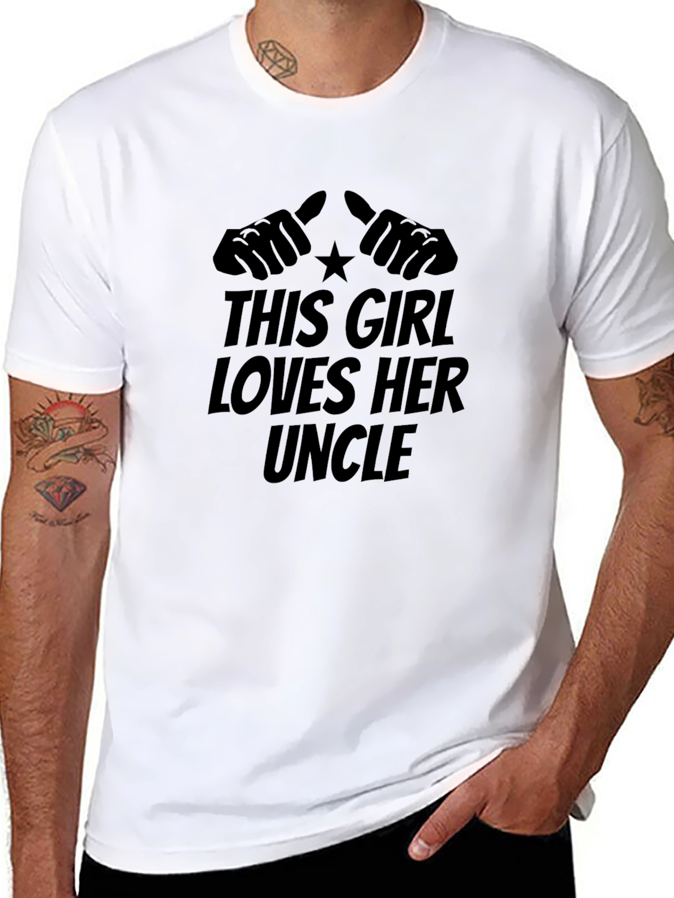This Girl Loves Her Uncle Black Graphic T-Shirt