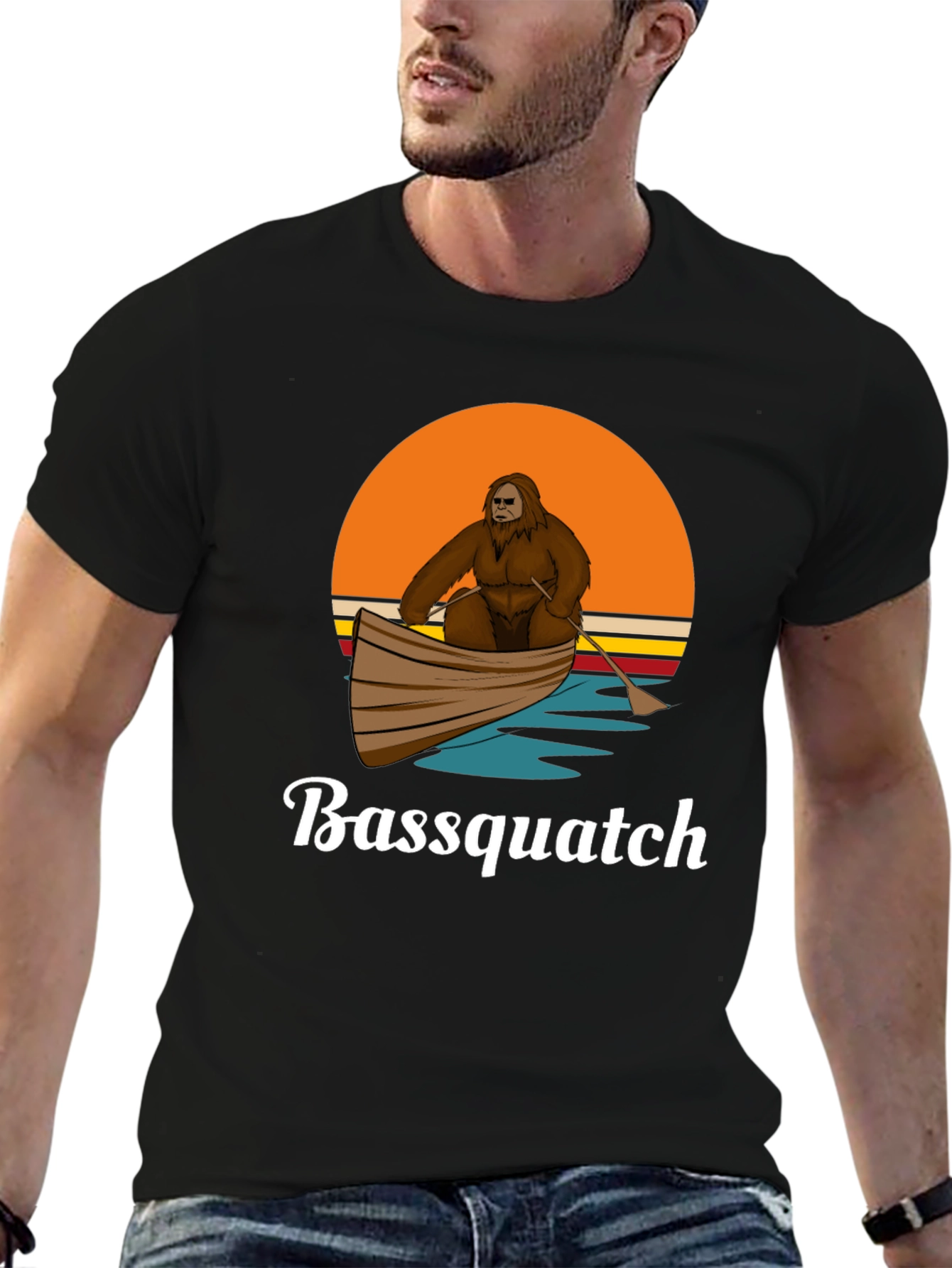 Bassquatch T-Shirt - Bigfoot in Boat
