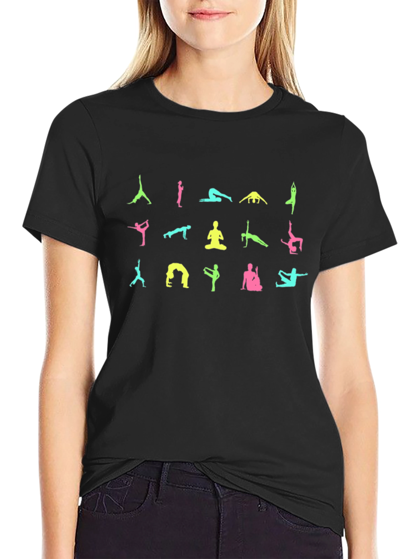 Yoga Pose Graphic Black T-Shirt
