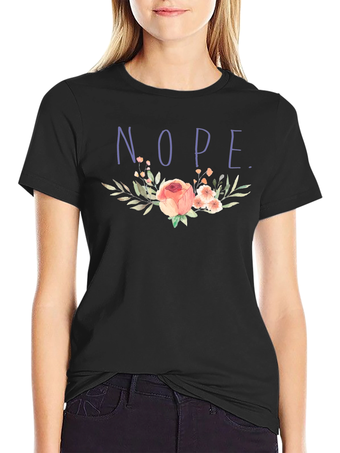 Floral Nope Graphic Tee - Express Yourself!