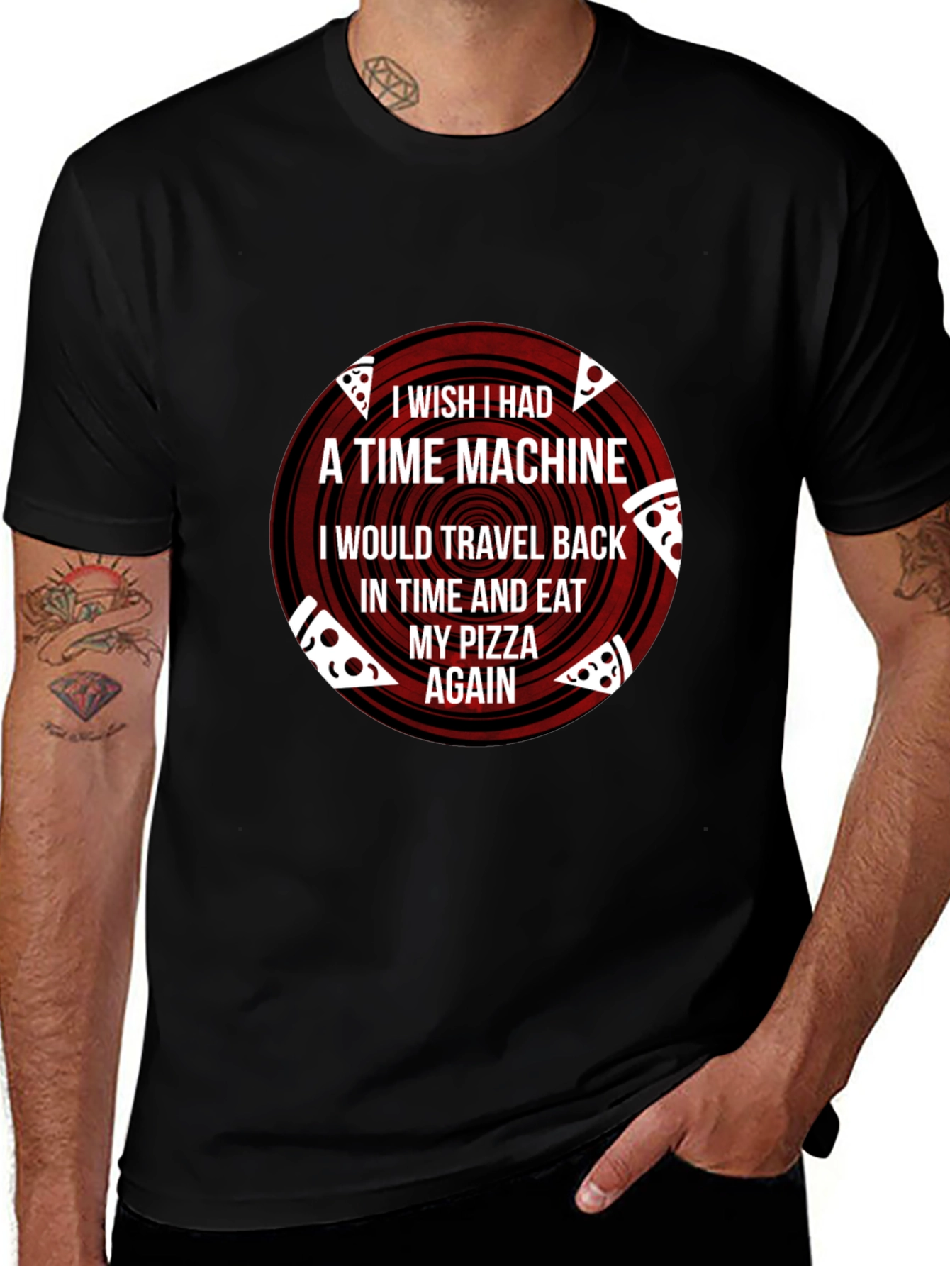 Pizza Time Machine Graphic T-Shirt