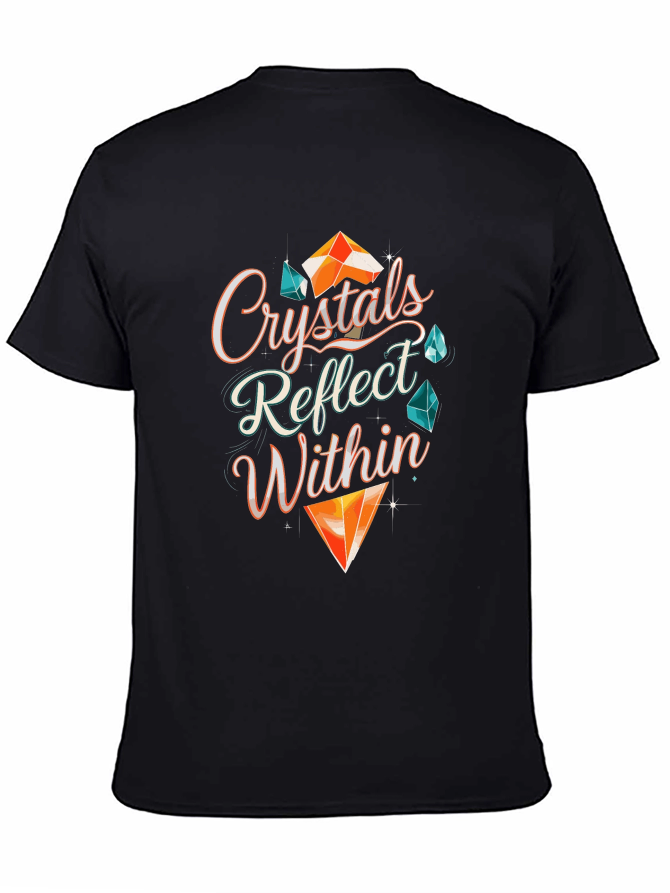Crystals Reflect Within Black T-Shirt