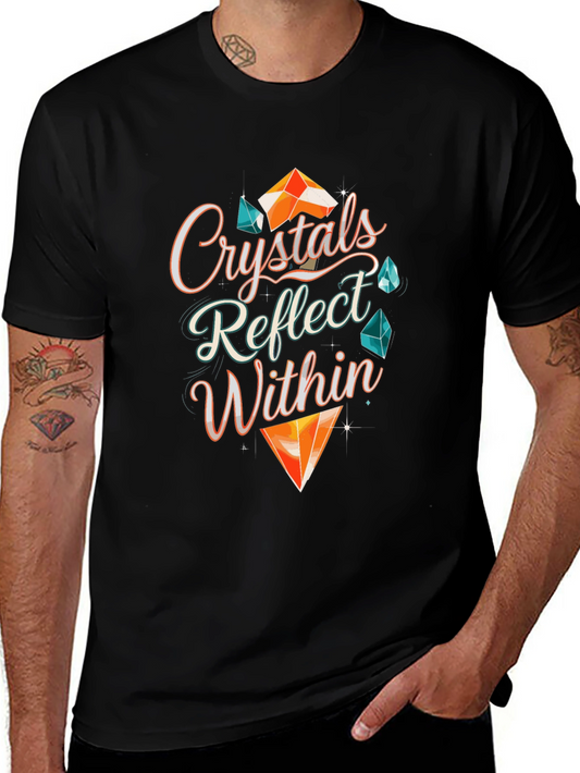 Crystals Reflect Within Black T-Shirt