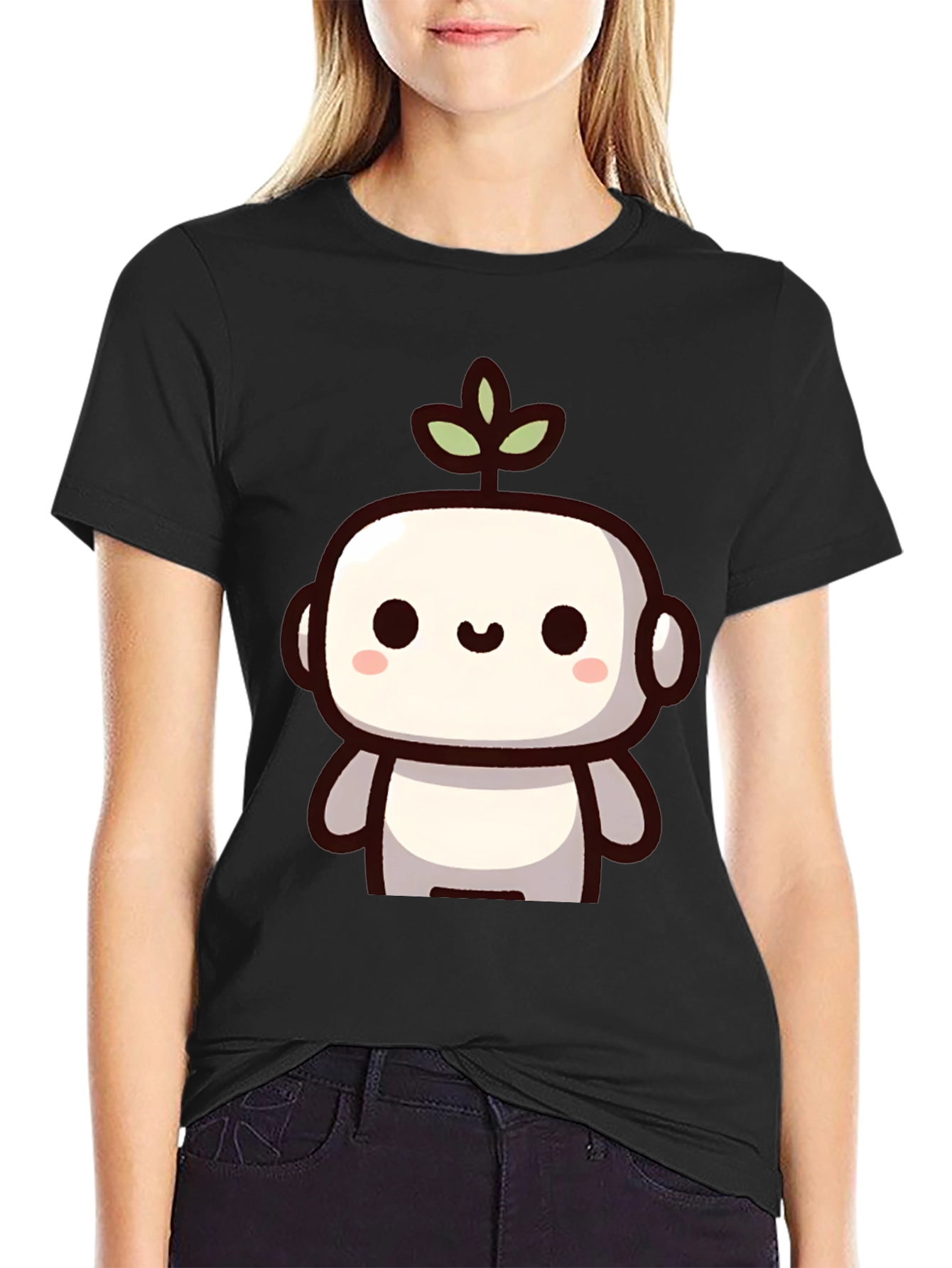 Cute Robot Plant Graphic T-Shirt