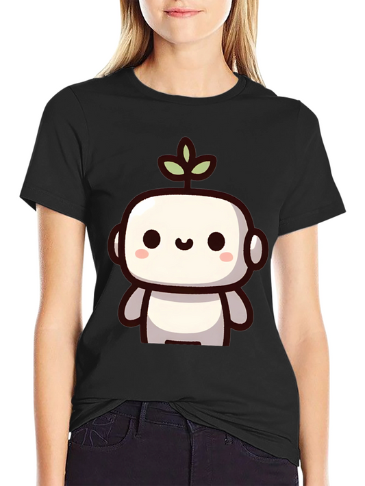 Cute Robot Plant Graphic T-Shirt