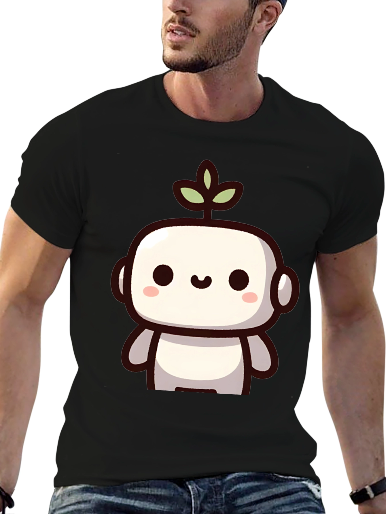 Cute Robot Plant Graphic T-Shirt