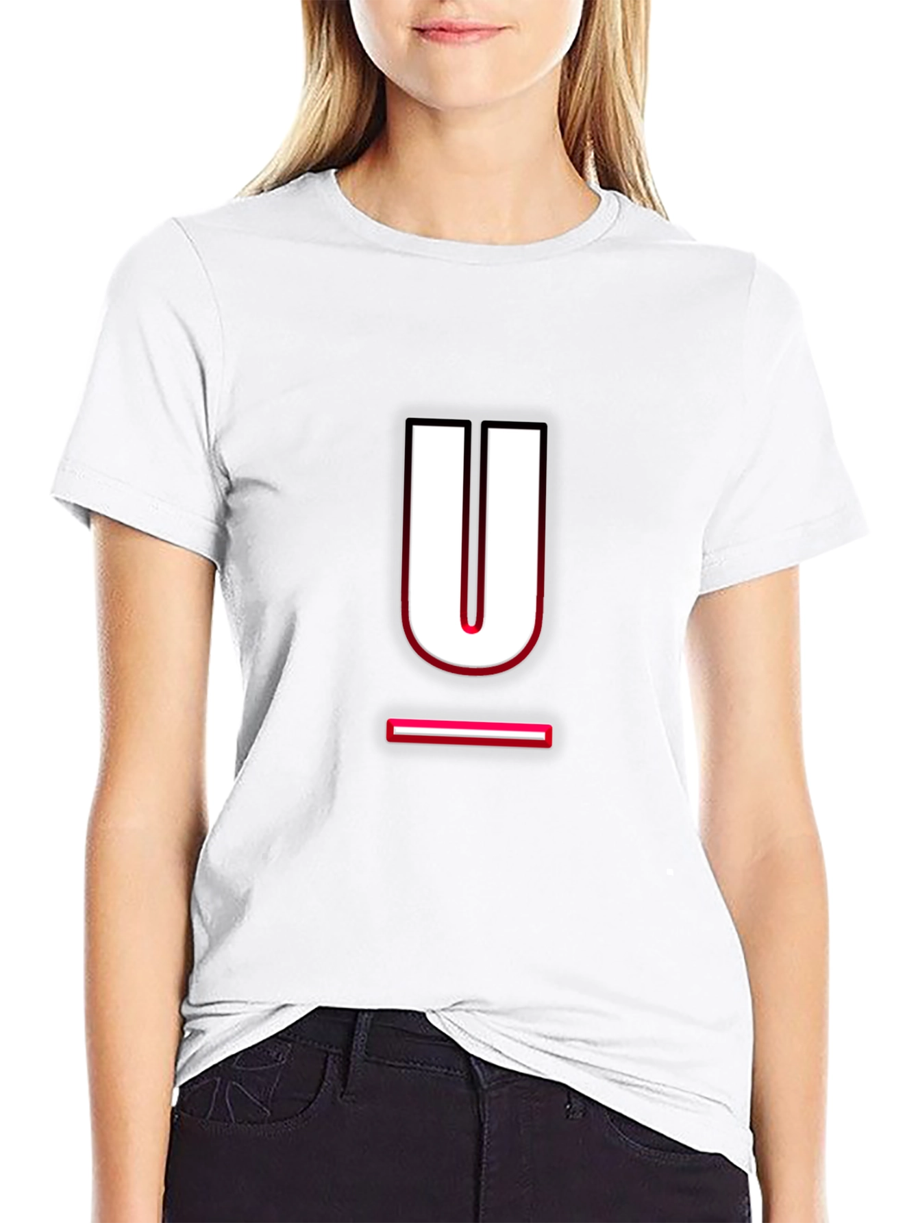 Modern Black T-Shirt with Letter U Design
