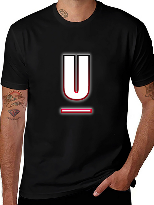 Modern Black T-Shirt with Letter U Design