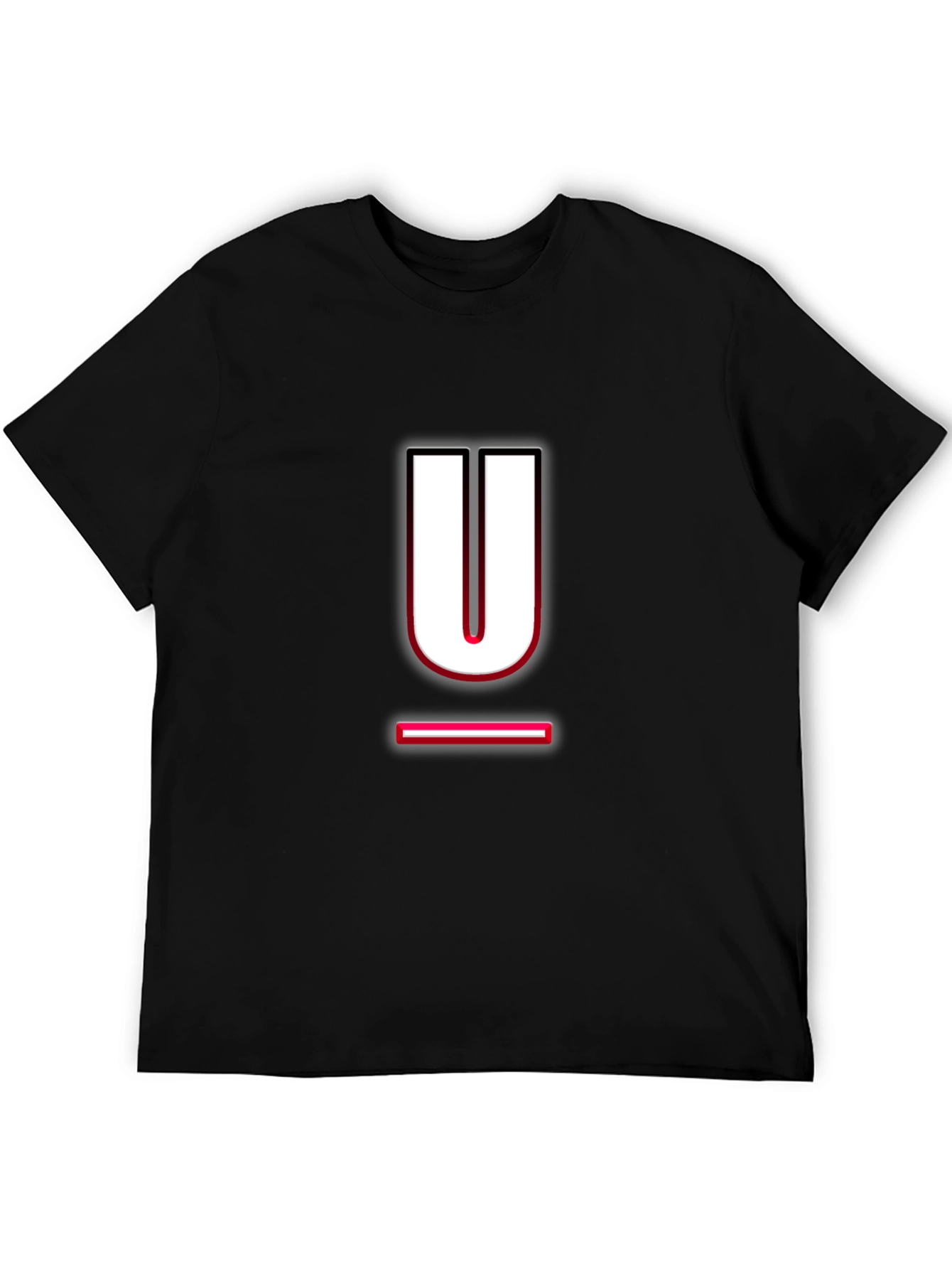 Modern Black T-Shirt with Letter U Design