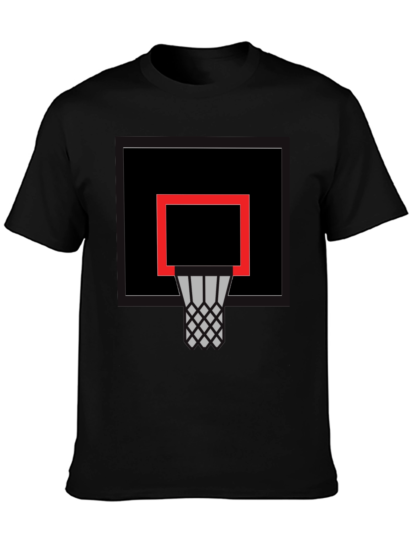 Basketball Hoop Graphic Tee - Black Cotton Comfort