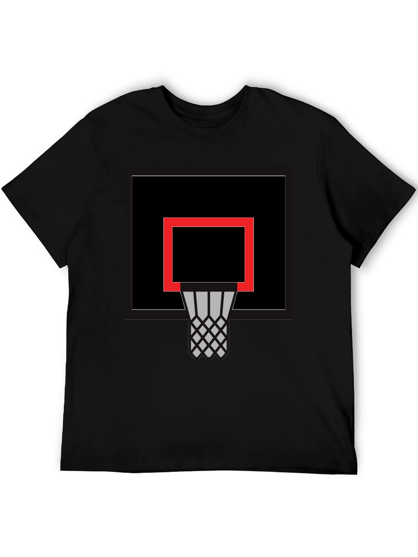 Basketball Hoop Graphic Tee - Black Cotton Comfort