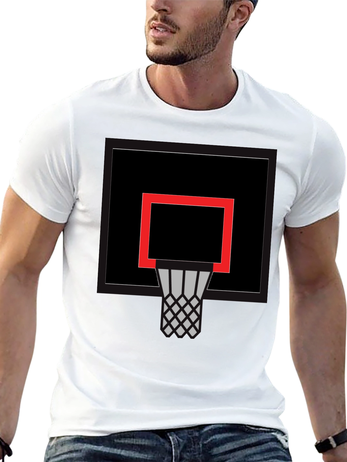 Basketball Hoop Graphic Tee - Black Cotton Comfort