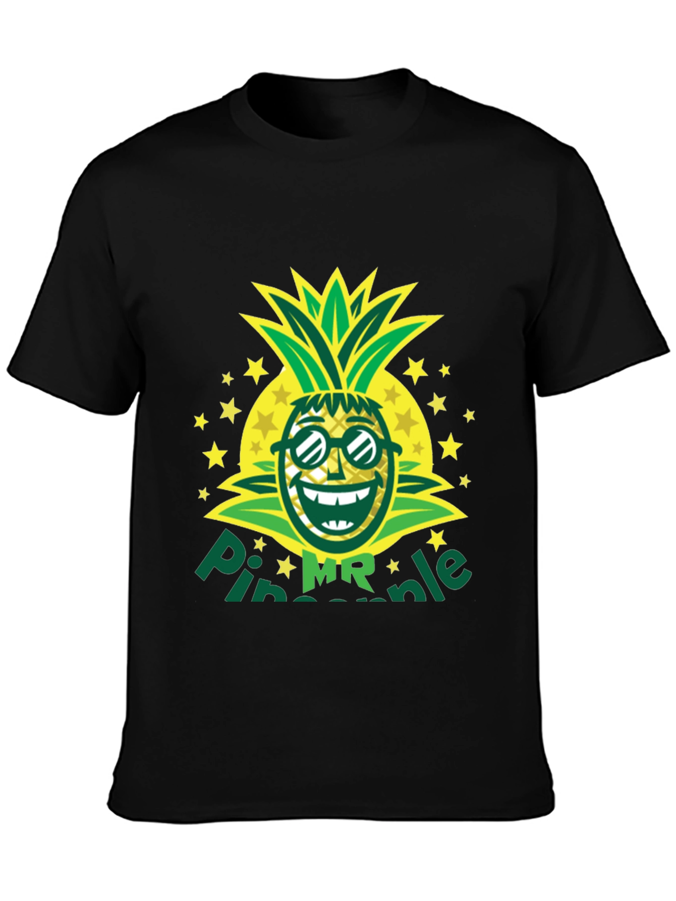 Mr. Pineapple Graphic T-Shirt - Black Cotton Tee