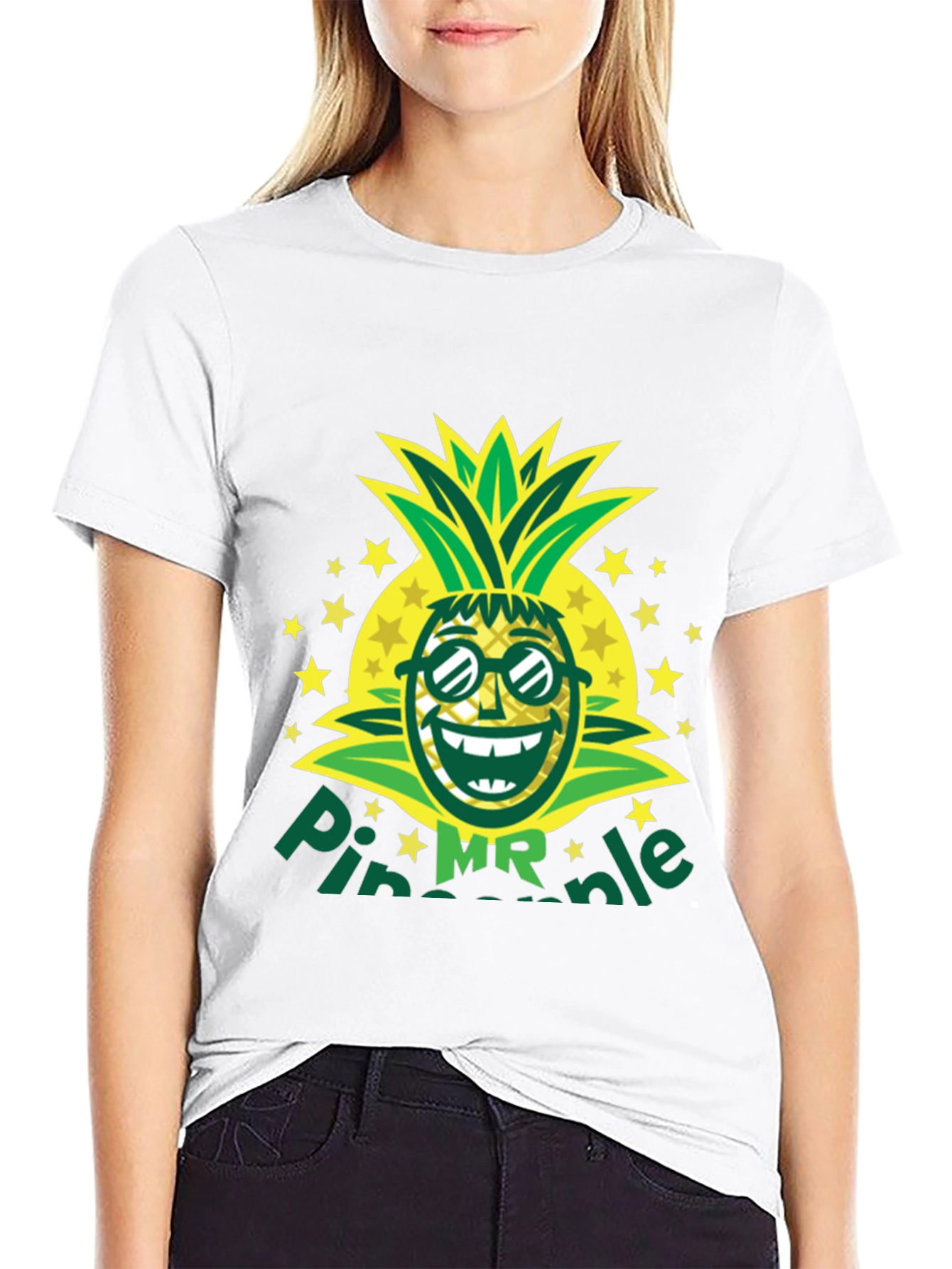 Mr. Pineapple Graphic T-Shirt - Black Cotton Tee