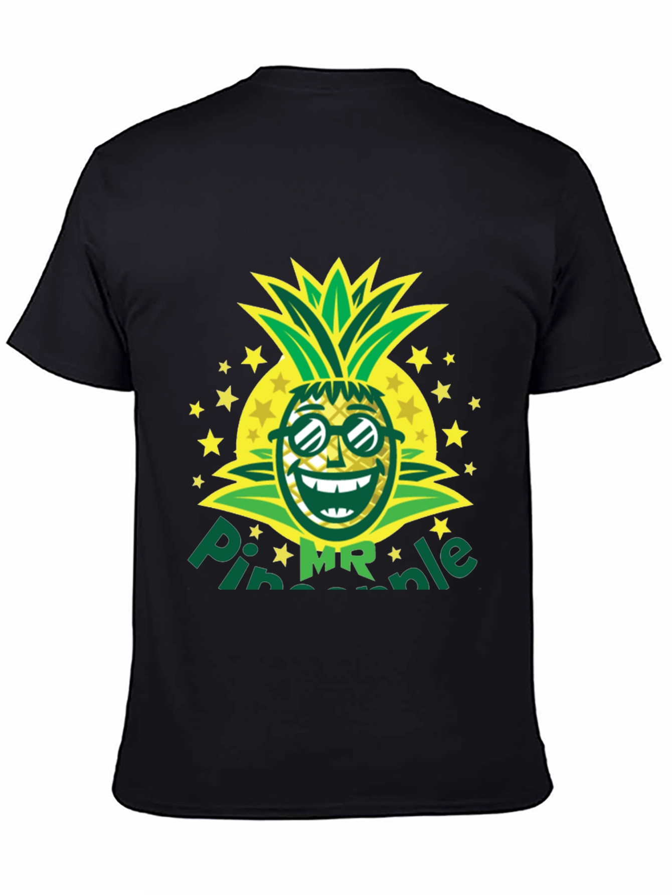 Mr. Pineapple Graphic T-Shirt - Black Cotton Tee